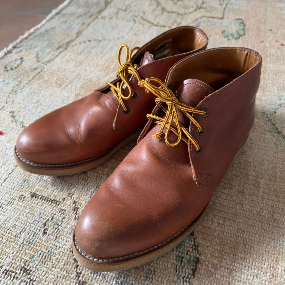 Red Wing 595 Chukka Boots Mens 10 D Brown Leather Vibram Wedge Sole Made in USA
